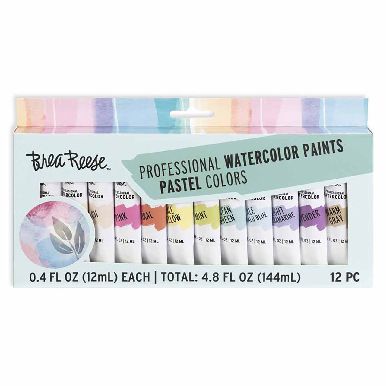 Brea Reese: Professional Watercolor Paint Set - Pastels - 12 Tubes - Soft Muted Hues, Matte Finish, Acid-Free & Non-Toxic, Adult Art Supplies